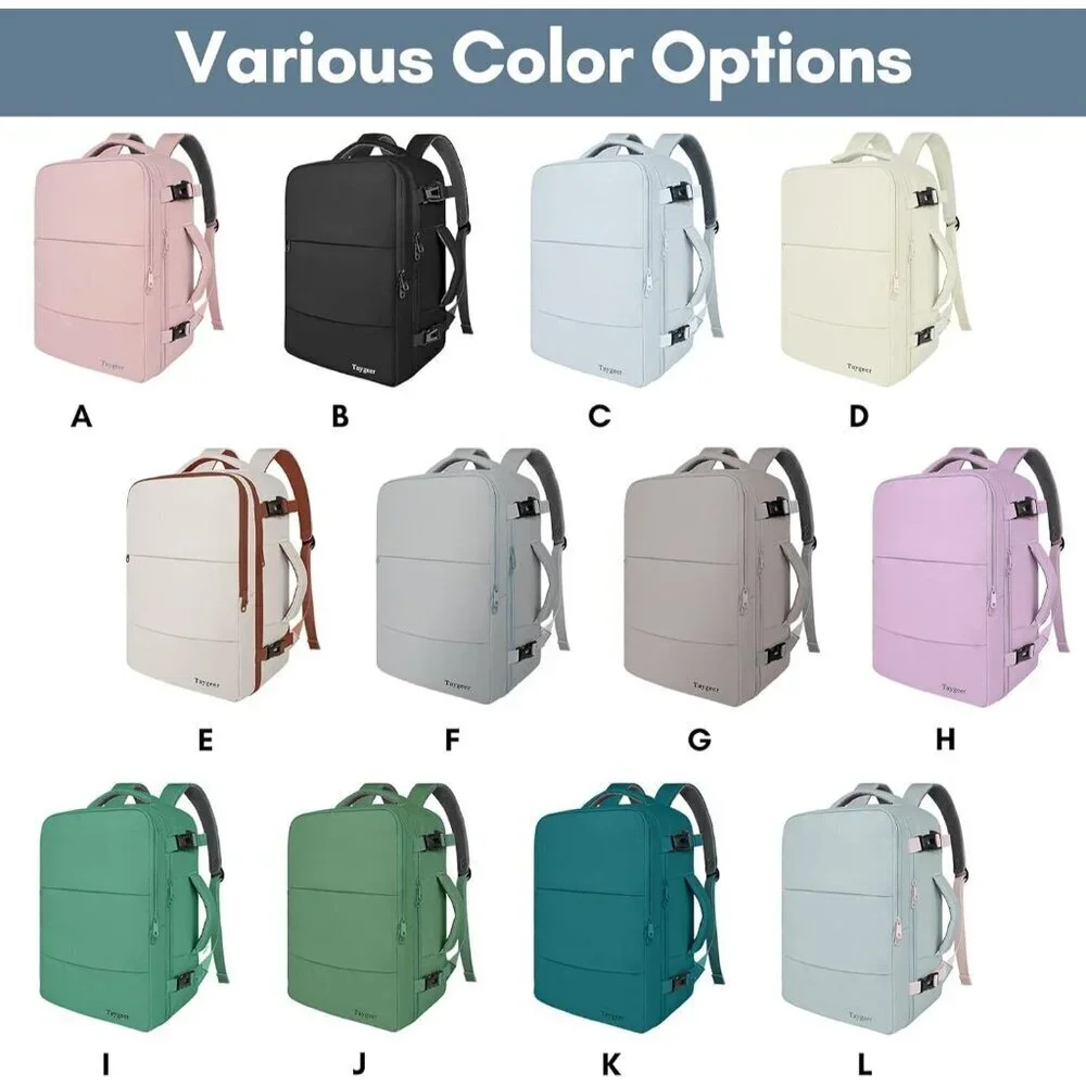 Travel Powder Blue Backpack for Women Carry On Laptop Bag USB Port TSA Pouch